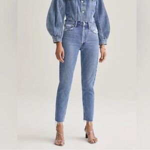 Agolde Jamie 90s Slim Straight Crop Jeans w Raw Hem